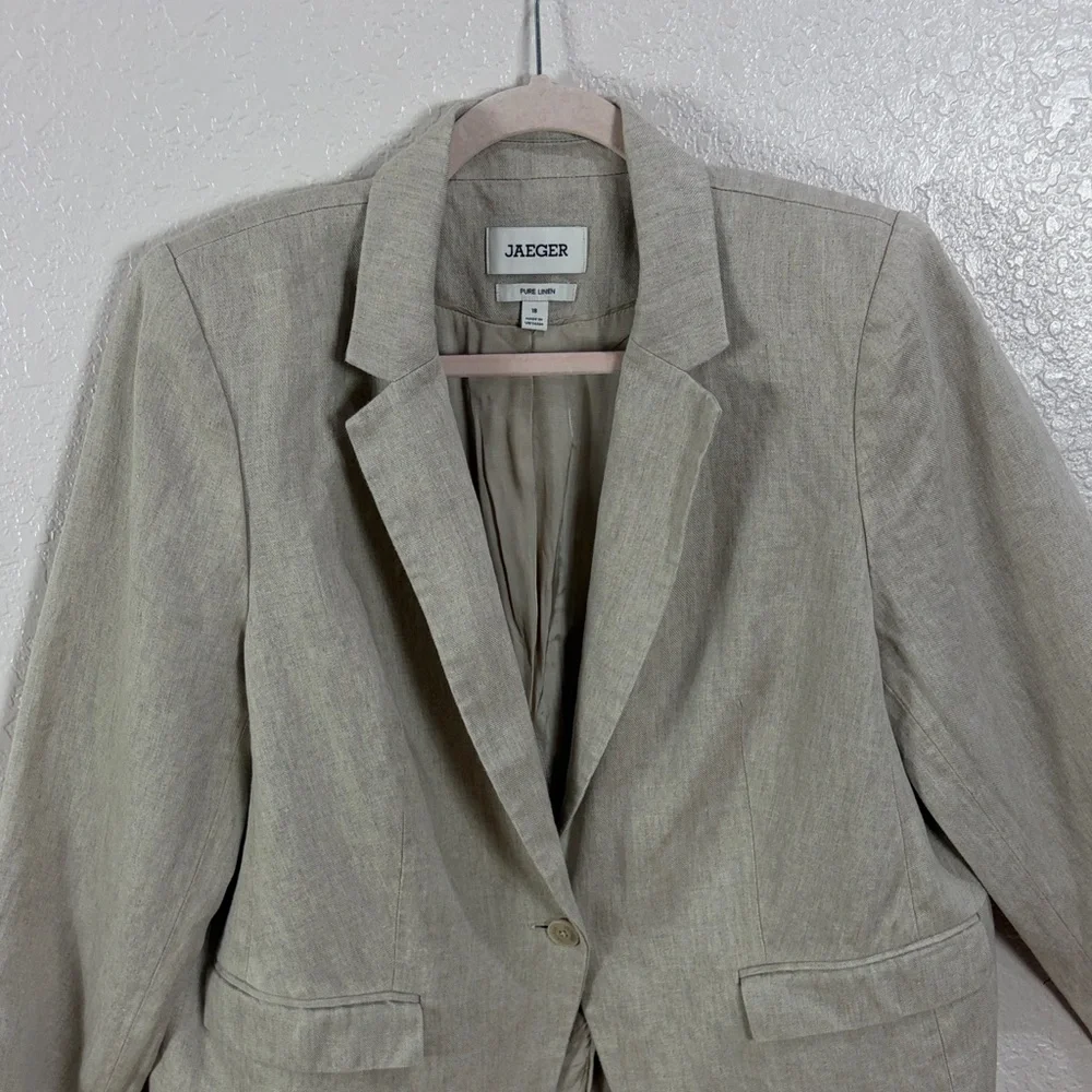 JAEGER Pure Linen ,Size 18,Women's ,Color Oatmeal,Blazer - Picture 3 of 17
